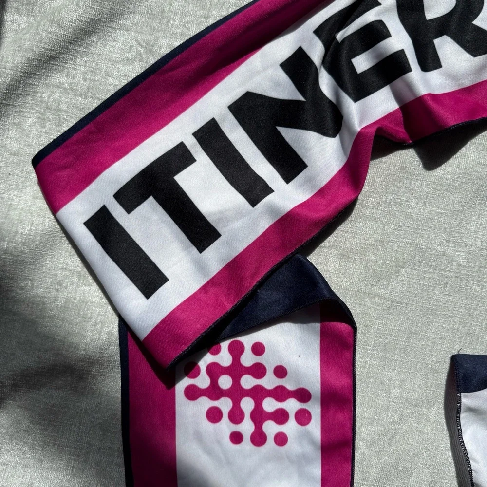Pink and Black ITINERISUNITE Logo Scarf Bandana Wrap Accessory